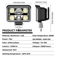 4 super lentille moto camion voiture led travail de lumière de brouillard phare pour Jeep Wrangler Off road lumière de travail 12v 24v