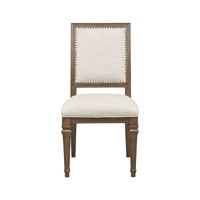 Chaise de salle à manger contemporaine en bois massif avec siège en cuir et tissu imperméable, mobilier de maison
