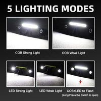 Linterna Frontal LED COB Súper Brillante, Resistente al Agua IPX4, Recargable por USB-C, Batería de 1200 mAh, Luz Blanca Neutra de 4100K
