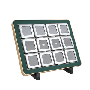 Juego de bandejas de piedras preciosas profesionales de 12 compartimentos Marco dorado con cajas de plata negra/brillante para joyeros y coleccionistas - Product Image 3