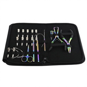 Kit de herramientas de extensión de cabello todo en uno, Mini hilos, tijera de corte, removedor de microcuentas, alicates de prensado, herramienta de bucle para el cabello, 12 Uds. De clips - Product Image 1
