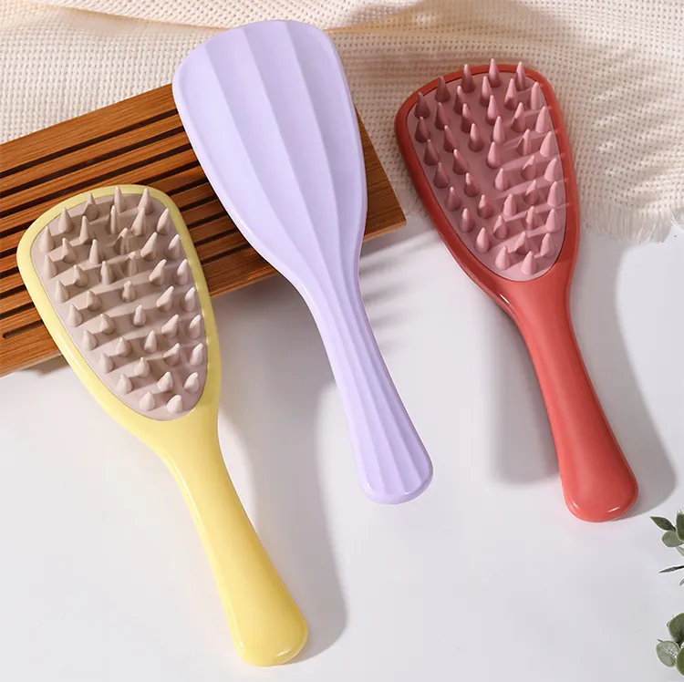 Hot Sale Long Handle Silicone Shampoo Brush For Dry Wet Hair Professional Detangling Shampoo Massage Hair Scalp Comb Brush