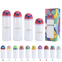 Bouteille d'eau isotherme sous vide en acier inoxydable 304, personnalisable, 16, 19, 24, 32 oz, vierge pour sublimation, avec poignée, paille et couvercle à clapet, pour cadeau