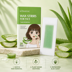 KORMESIC Marque Privée 10 Bandes de Cire Dépilatoire Visage et Corps à l'Aloe Vera, Douces, Apaisantes et Bio - Product Image 1