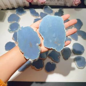 Vente en gros de plaques d'angélite naturelle, pierres précieuses, tranches de quartz, prix direct usine pour la décoration intérieure et les cadeaux, gravées au laser - Product Image 5