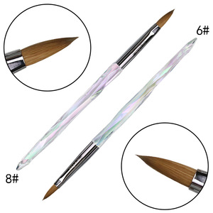 Pinceau à ongles en gel UV transparent avec manche diamant, pinceau plat pour nail art, poils en Kolinsky et nylon, grand stylo de peinture - Product Image 3