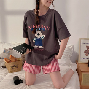 Pigiama da donna estivo a maniche corte e pantaloncini, set sottile, ideale <span class=keywords><strong>per</strong></span> dormitori studenteschi, stile cartone animato, <span class=keywords><strong>per</strong></span> live cross-border. - Product Image 1