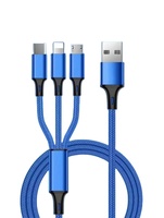 Câble de charge USB tressé en nylon 3-en-1 universel multifonction pour téléphone portable/Type-C/Android