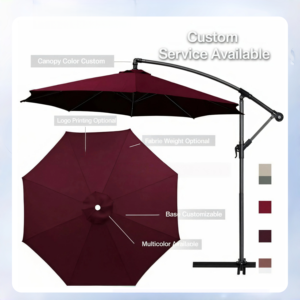 Poste de aluminio de lujo en voladizo Costillas <span class=keywords><strong>Patio</strong></span> Paraguas Mercado al aire libre Evento Sombrilla Banana Colgando Paraguas y bases - Product Image 4