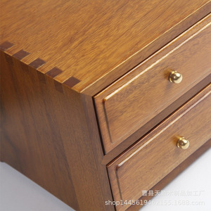 Desktop stationery <b>storage</b> cabinet, walnut wood <b>box</b>, double <b>drawers</b>, minimalist retro style jewelry <b>box</b>, large capacity wooden - Product Image 3
