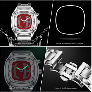 <span class=keywords><strong>Orologio</strong></span> <span class=keywords><strong>da</strong></span> <span class=keywords><strong>Polso</strong></span> Digitale Quadrato <span class=keywords><strong>Vintage</strong></span> per Uomo, Cassa in Lega, Vetro, Cinturino in Acciaio Inossidabile, Sveglia, Resistente all'Acqua 3BAR, Stile Futuristico - Product Image 2