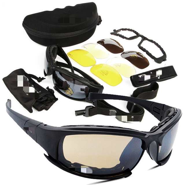 High Anti-Impact X7 Tactical Polarized Goggles Quality Unisex Night Vision Shooting Glasses 4 Lens Print Excellent Protection