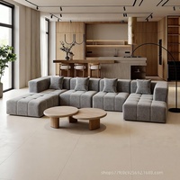 VONLIVA Ensemble de canapés modulaires modernes compressés, surdimensionnés, avec deux longues chaises longues en velours, personnalisables, sans structure en carton