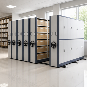 Armoire de rangement mobile moderne en acier inoxydable avec étagères réglables à entraînement par chaîne et organisateur d'archives verrouillable - Product Image 6