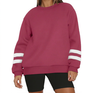 Sudadera Oversize de Cuello Redondo para Mujer, Color Sólido, Manga Larga, Tejido de Algodón, Estilo Casual para Otoño - Product Image 1