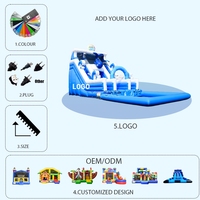 Toboggan aquatique de jardin, toboggan aquatique extérieur avec piscine à vagues et toboggan gonflable pour enfants