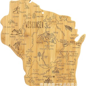 Tabla de cortar con forma de mapa irregular de bambú y madera, tabla de cortar creativa de madera para cocina, decoración de pared de madera - Product Image 5
