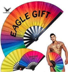 Traditional 33cm Bamboo Hand Fans Painted Fabric Corporate <strong>History</strong> Company <strong>Timeline</strong> Staff Memento Folk Art Love Music Graduation - Product Image 5