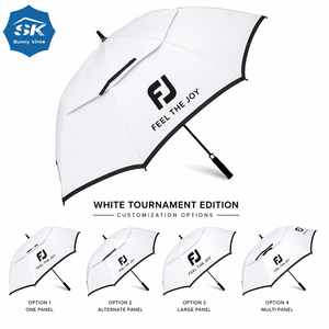 Parapluie de golf personnalisé de luxe, grand format, 30 pouces, couleur blanche, logo de marque imprimé, résistant au vent, promotionnel. - Product Image 5