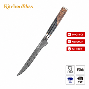 KitchenBliss Venta al por Mayor OME/ODM <span class=keywords><strong>Cuchillos</strong></span> de Cocina para Deshuesar, Cuchillo de Deshuesar de Acero de Damasco Personalizado, Cuchillo para Filetear - Product Image 1