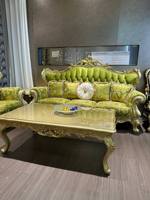 Canapé en tissu jacquard chenille de style européen, en bois massif sculpté et brodé, pour salon de style néoclassique français, 123