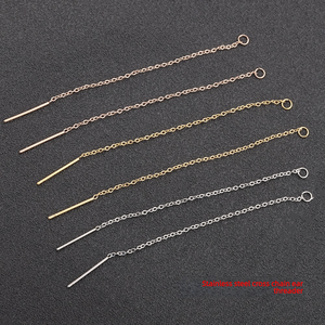O Shape Chain <b>Threader</b> <b>Earrings</b> | 18K PVD Gold Plated Stainless Steel Long Tassel Ear Wire Hook Jewelry Findings - Product Image 1