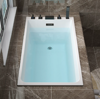 Baignoire carrée moderne encastrable de style japonais avec fonction de trempage chauffant, en acrylique, pour usage domestique (adultes)