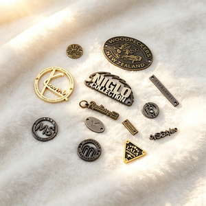 Cheap Wholesale Custom Zinc Alloy 2 Hole Engraved Brand Logo Metal Plates <b>Tags</b> for Shoes Cloth <b>Bags</b> Swimwear Accessories - Product Image 6