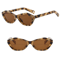Lunettes de soleil rétro polygonales à petite monture œil de chat UV400 légères en PC tendance pour adultes