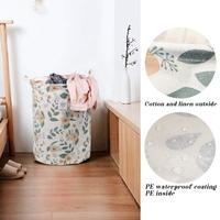 Panier à linge pliable, panier à linge avec poignées Panier à linge rond imperméable en coton et lin Impression Ménage Organiser
