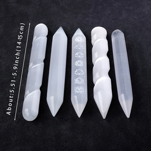 Varita Espiral de Selenita, Cristal Natural en Barra, Punta de Cristal para Decoración del Hogar y Escritorio, Venta al Por Mayor - Product Image 2