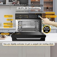 Gorfame OEM Four à Air Chaud Électrique Numérique 30L avec 18 Menus Prédéfinis, Contrôle par Bouton Tactile, Double Cuisson, 1800W
