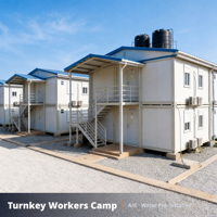 Maison de campement modulaire préfabriquée à deux étages, conteneur d'hébergement préfabriqué pour travailleurs avec balcon, passerelle et structure galvanisée pour chantier