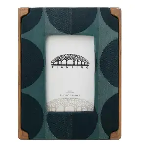 Home Green Decorative Veneer Fabric Cover Frame Photo | Cotton Burlap Border Picture Frame | Linen Fabric Edged Photo Frame