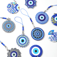 Vente en gros d'usine, pendentif en résine 3D écologique, œil grec maléfique, œil bleu, style ethnique, porte-clés, amulette, protection contre le mal