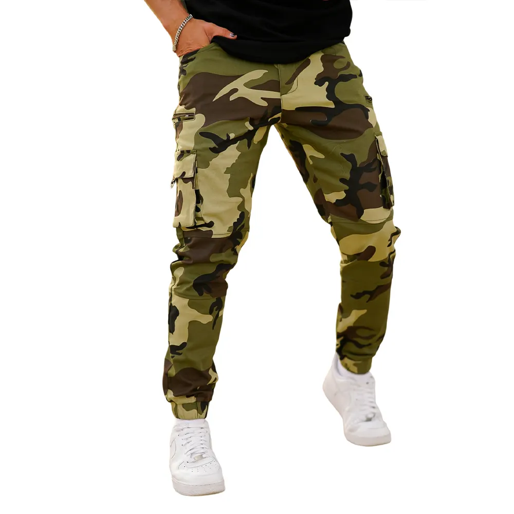 Pantalon cargo extensible pour hommes avec logo personnalisé de camouflage vintage