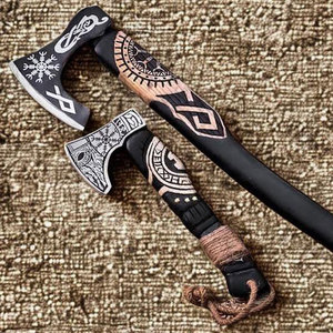 Hacha Vikinga Industrial de Acero Inoxidable Personalizada al por Mayor, Hacha de Caza y Camping, Cabeza de Tomahawk, Mango de Madera Hecho a Mano, 1 Año de Garantía - Product Image 3