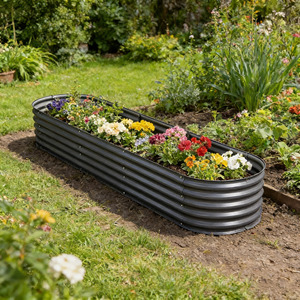 Potager surélevé ovale en acier galvanisé durable - Design moderne et écologique pour la culture de légumes et d'herbes à domicile - Product Image 4