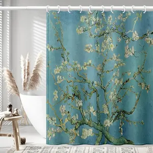 Bindi Waterproof 3D Shower Curtain Liner Mildew Resistant Bathroom Divider Curtain Van Gogh Oil Painting Shower Curtains