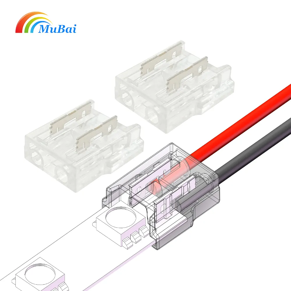 Gap free splicer pcb 10mm led strip to wire connettore 2 pin 24v led strip to wire connector