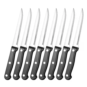 Full Tang Stainless Steel Serrated Steak Knife Set 6-12pcs Kitchen Family Dinner Restaurant Catering Outdoor Camping BBQ Knife