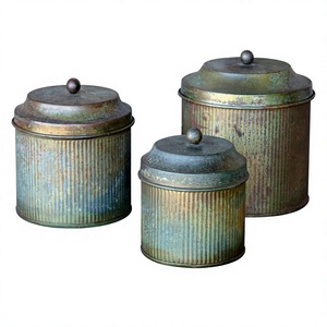 ชุดกระป๋องเหล็กชุบสังกะสี Amson Brass Set 3 ชิ้น  แบบเป็นมิตรกับสิ่งแวดล้อม ฝาเปิดแบบพลิก  ขนาดปรับแต่งได้  ภาชนะเก็บของสไตล์เรียบง่าย - Product Image 1