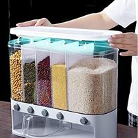 Offre Spéciale 5 compartiments en plastique boîte de rangement des aliments Silicone poignées en bois personnalisé acrylique cuisine distributeur de stockage pour les céréales