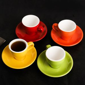 Italian Cappuccino Espresso <b>Cup</b> and <b>Saucer</b> Sets 80ml Ceramic Color Glazed Thick Wall Coffee Cappuccino Latte <b>Cup</b> - Product Image 4