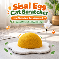 Jouet à gratter pour chat en sisal ondulé en forme d'œuf frit, boule interactive pour chat, griffoir durable pour aiguiser les griffes en sisal