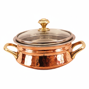 Andianartvilla หม้อทองแดงเหล็กพร้อมฝาแก้วและที่จับทองเหลืองสำหรับจัดเก็บและเสิร์ฟ-บ้านโรงแรมร้านอาหารใช้ - Product Image 1