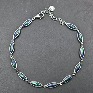 Bracelet pour femme en argent sterling 925 plaqué or avec pierre d'Eilat, style roi Salomon, pour Bat Mitzvah, Hanouka, cadeau - Product Image 1