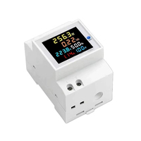 6 in 1 Din Rail AC Monitor Digital Energy Meter AC 40-300V 100A Pengukur Tegangan Arus Faktor Daya Aktif kWh Meter Listrik