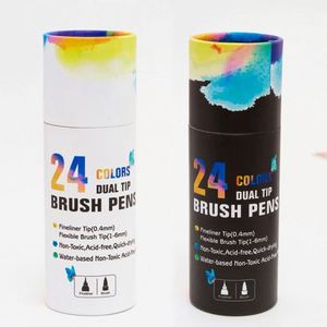 High Quality 24-Color Dual Tip Art Marker Set Soft Tip Fineliner & Double Head Watercolor <b>Brush</b> for Drawing - Product Image 4