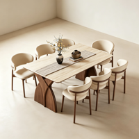Ensemble table et chaises de salle à manger rectangulaire en marbre et bois massif, style nordique moderne, 4 à 6 places, design ferme.